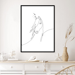 Plakat w ramie Koń - ilustracja - białe konie