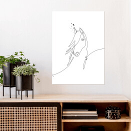 Plakat Koń - ilustracja - białe konie