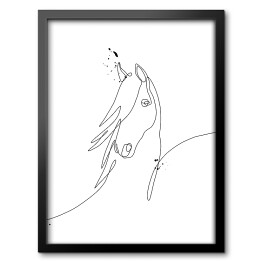 Obraz w ramie Koń - ilustracja - białe konie