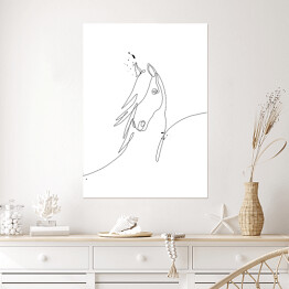 Plakat samoprzylepny Koń - ilustracja - białe konie