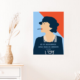 Plakat Ilustracja z cytatem Coco Chanel "Aby być niezastąpionym zawsze trzeba być odmiennym"