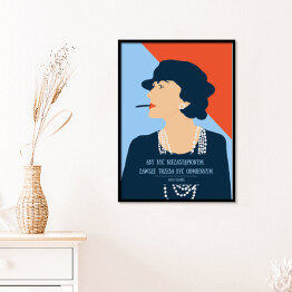 Plakat w ramie Ilustracja z cytatem Coco Chanel "Aby być niezastąpionym zawsze trzeba być odmiennym"
