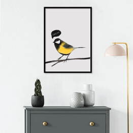 Plakat w ramie Ilustracja - ptak, sikorka bogatka