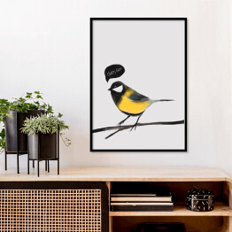 Plakat w ramie Ilustracja - ptak, sikorka bogatka