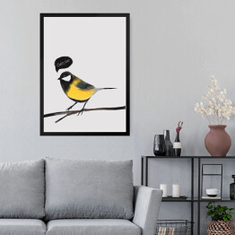Obraz w ramie Ilustracja - ptak, sikorka bogatka