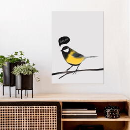 Plakat samoprzylepny Ilustracja - ptak, sikorka bogatka