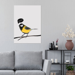 Plakat Ilustracja - ptak, sikorka bogatka