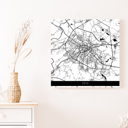 Obraz na płótnie Mapa miast świata - Sofia - biała