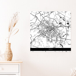 Plakat samoprzylepny Mapa miast świata - Sofia - biała