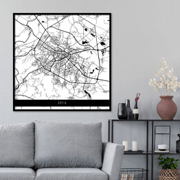 Plakat w ramie Mapa miast świata - Sofia - biała