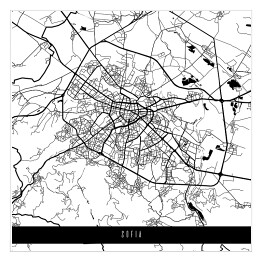 Plakat samoprzylepny Mapa miast świata - Sofia - biała