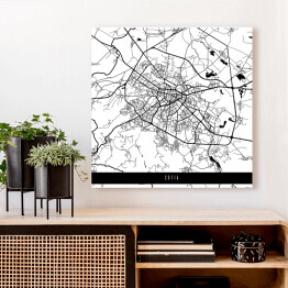 Obraz na płótnie Mapa miast świata - Sofia - biała