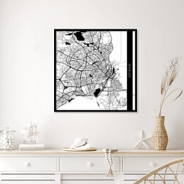 Plakat w ramie Mapy miast świata - Kopenhaga - biała