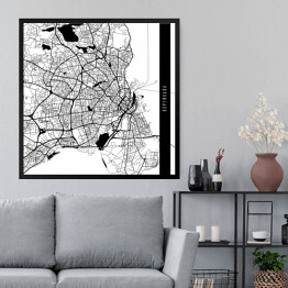 Obraz w ramie Mapy miast świata - Kopenhaga - biała