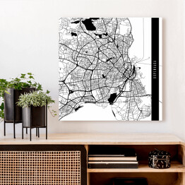 Obraz na płótnie Mapy miast świata - Kopenhaga - biała