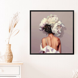 Obraz w ramie Kobiecy portret z kwiatami