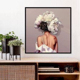 Plakat w ramie Kobiecy portret z kwiatami