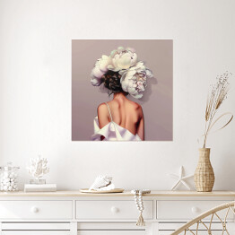 Plakat samoprzylepny Kobiecy portret z kwiatami
