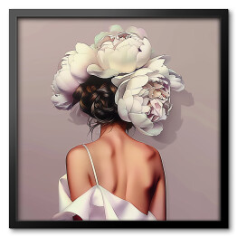 Obraz w ramie Kobiecy portret z kwiatami