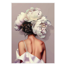 Plakat Kobiecy portret z kwiatami