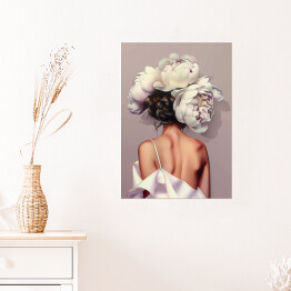 Plakat Kobiecy portret z kwiatami