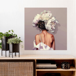 Plakat samoprzylepny Kobiecy portret z kwiatami