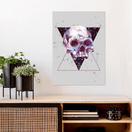 Plakat Ilustracja - czaszka na tle ciemnego trójkąta