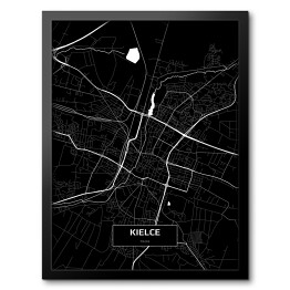 Obraz w ramie Mapa Kielc czarno-biała