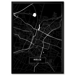 Plakat w ramie Mapa Kielc czarno-biała