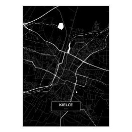 Plakat samoprzylepny Mapa Kielc czarno-biała