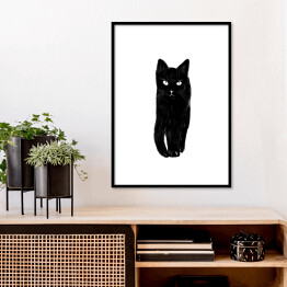 Plakat w ramie Zbliżający się czarny kot