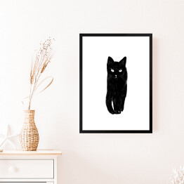 Obraz w ramie Zbliżający się czarny kot