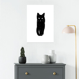 Plakat samoprzylepny Zbliżający się czarny kot