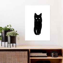Plakat samoprzylepny Zbliżający się czarny kot