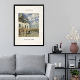Obraz w ramie Alfred Sisley "Łódź podczas powodzi w Porcie Marly" - reprodukcja z napisem. Plakat z passe partout