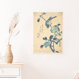Plakat samoprzylepny Utugawa Hiroshige Camellia and Bird. Reprodukcja