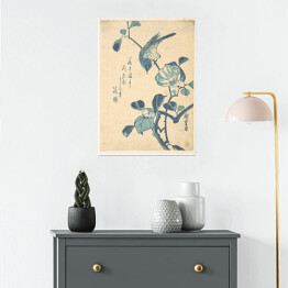 Plakat samoprzylepny Utugawa Hiroshige Camellia and Bird. Reprodukcja