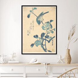 Plakat w ramie Utugawa Hiroshige Camellia and Bird. Reprodukcja