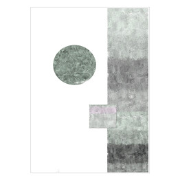 Plakat samoprzylepny Ilustracja - popielate i zielone figury geometryczne na białym tle
