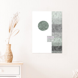Plakat samoprzylepny Ilustracja - popielate i zielone figury geometryczne na białym tle