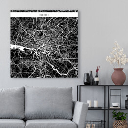 Obraz na płótnie Hamburg - czarno biała mapa