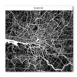 Obraz na płótnie Hamburg - czarno biała mapa