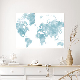 Plakat Akwarelowa mapa świata - błękit