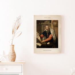 Obraz na płótnie Tycjan "Portret Jacopa Strady" - reprodukcja z napisem. Plakat z passe partout