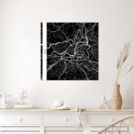 Plakat samoprzylepny Mapy miast świata - Berno - czarna