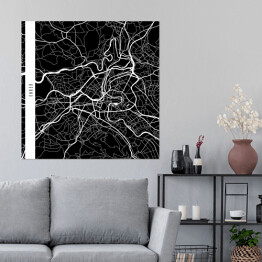 Plakat samoprzylepny Mapy miast świata - Berno - czarna