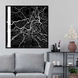 Plakat w ramie Mapy miast świata - Berno - czarna