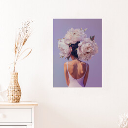 Plakat samoprzylepny Dziewczyna z kwiatami we włosach