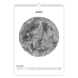 Kalendarz 13-stronicowy Kalendarz z planetami czarno-biały 