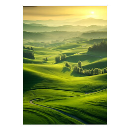 Plakat samoprzylepny Krajobraz Toskanii o wschodzie słońca